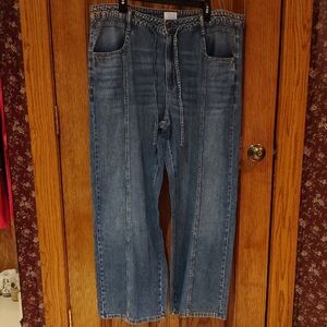 Tried & Tru Blue Denim Jeans with Drawstring Waist NWT 18